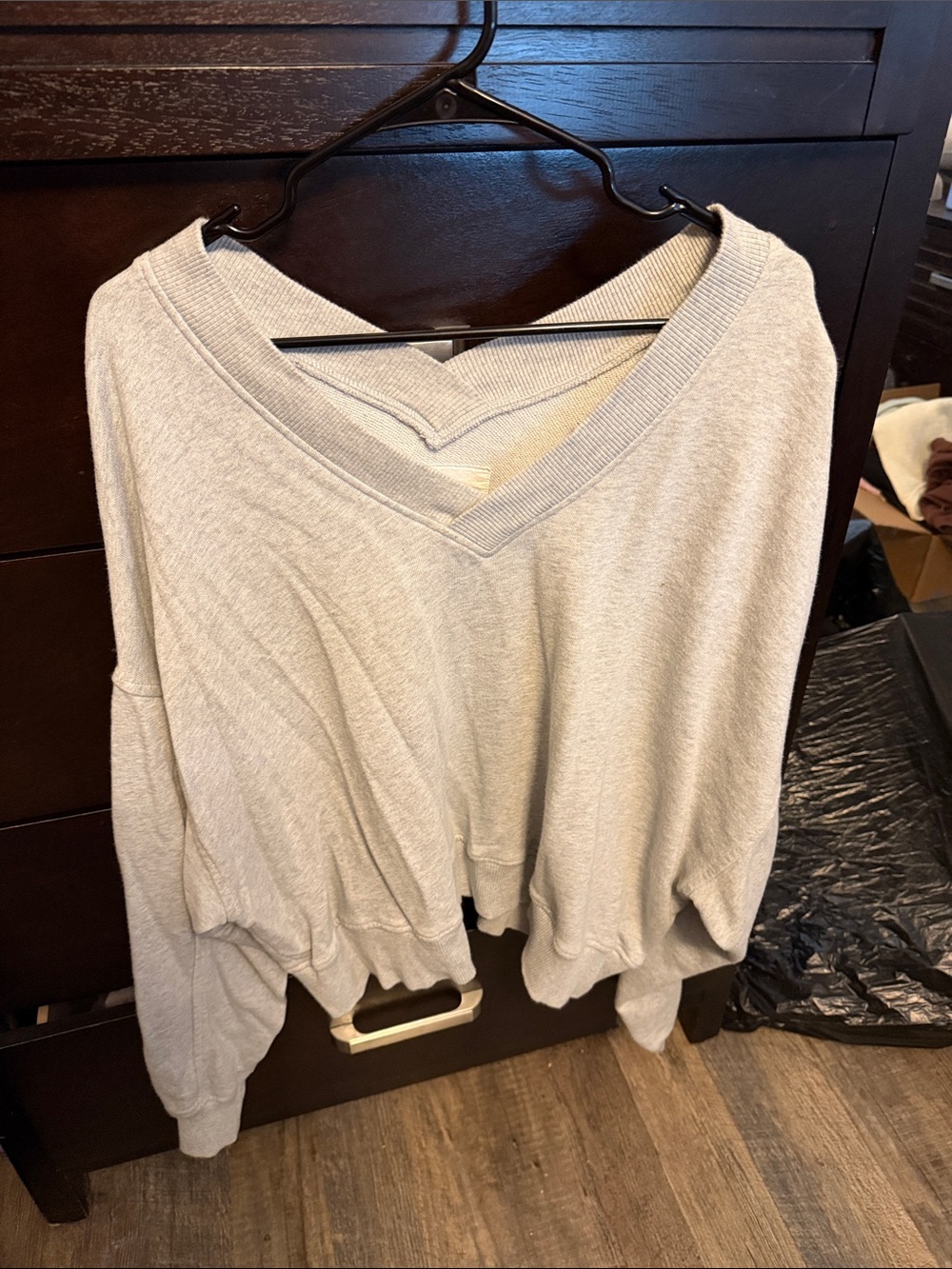 Relaxed V-Neck Women’s Sweatshirt — light gray